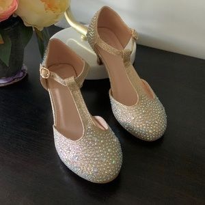New Crystal Champagne Girls Heels